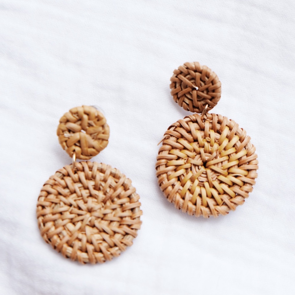 "Ashley" Rattan Earrings - Picture 3 of 5
